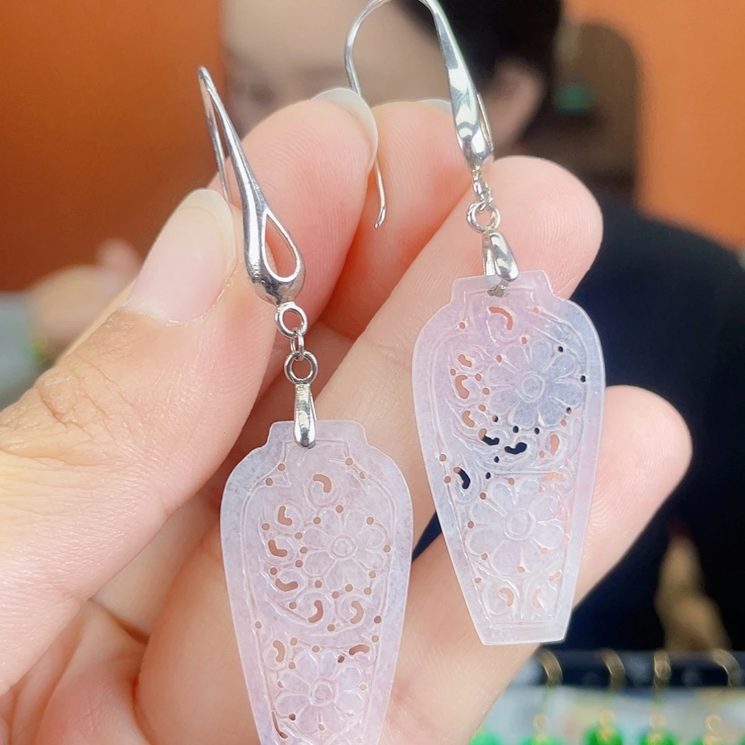 翡翠银S925镶嵌耳饰