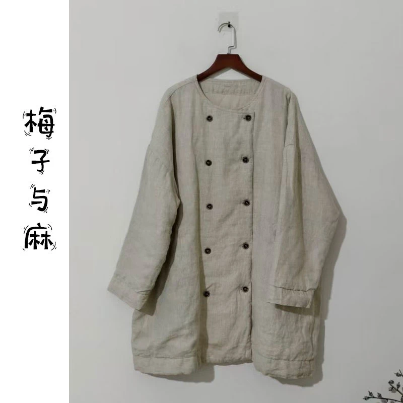 【大梅子推荐】设计款亚麻双排扣棉服JG5963A（衣长82胸围140）