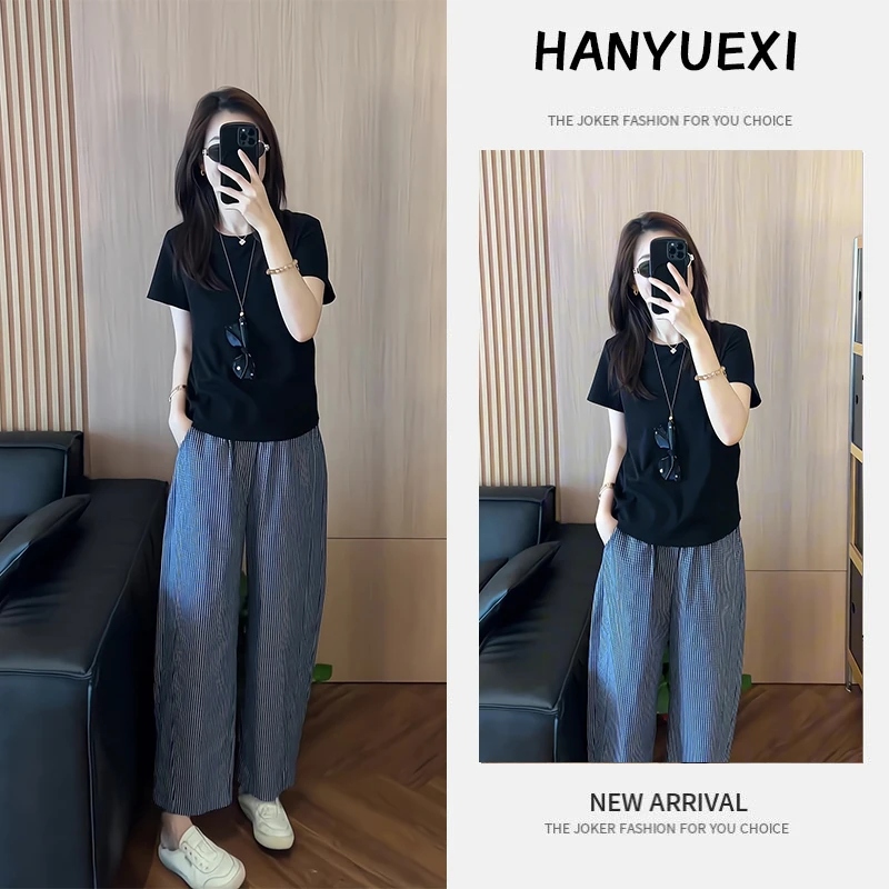 夏季一整套女装2025年新款韩版时尚减龄休闲短袖上衣牛仔裤两件套