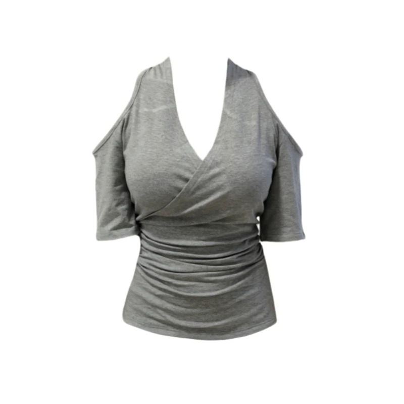 大码女装胖MM显瘦上衣女夏季新款设计感显瘦交叉v领时尚短袖T恤潮