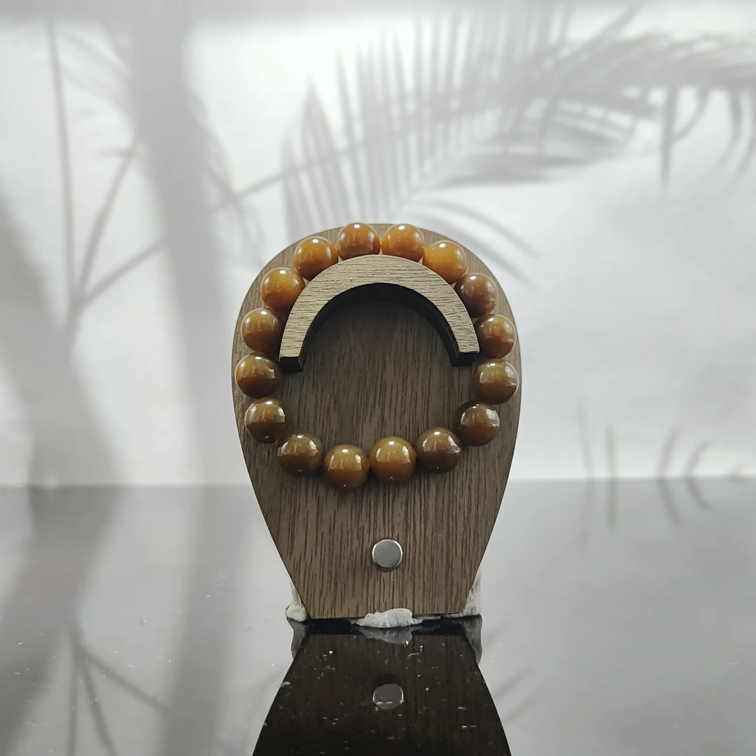 E和田玉且末糖圆珠手串（卡12）4062