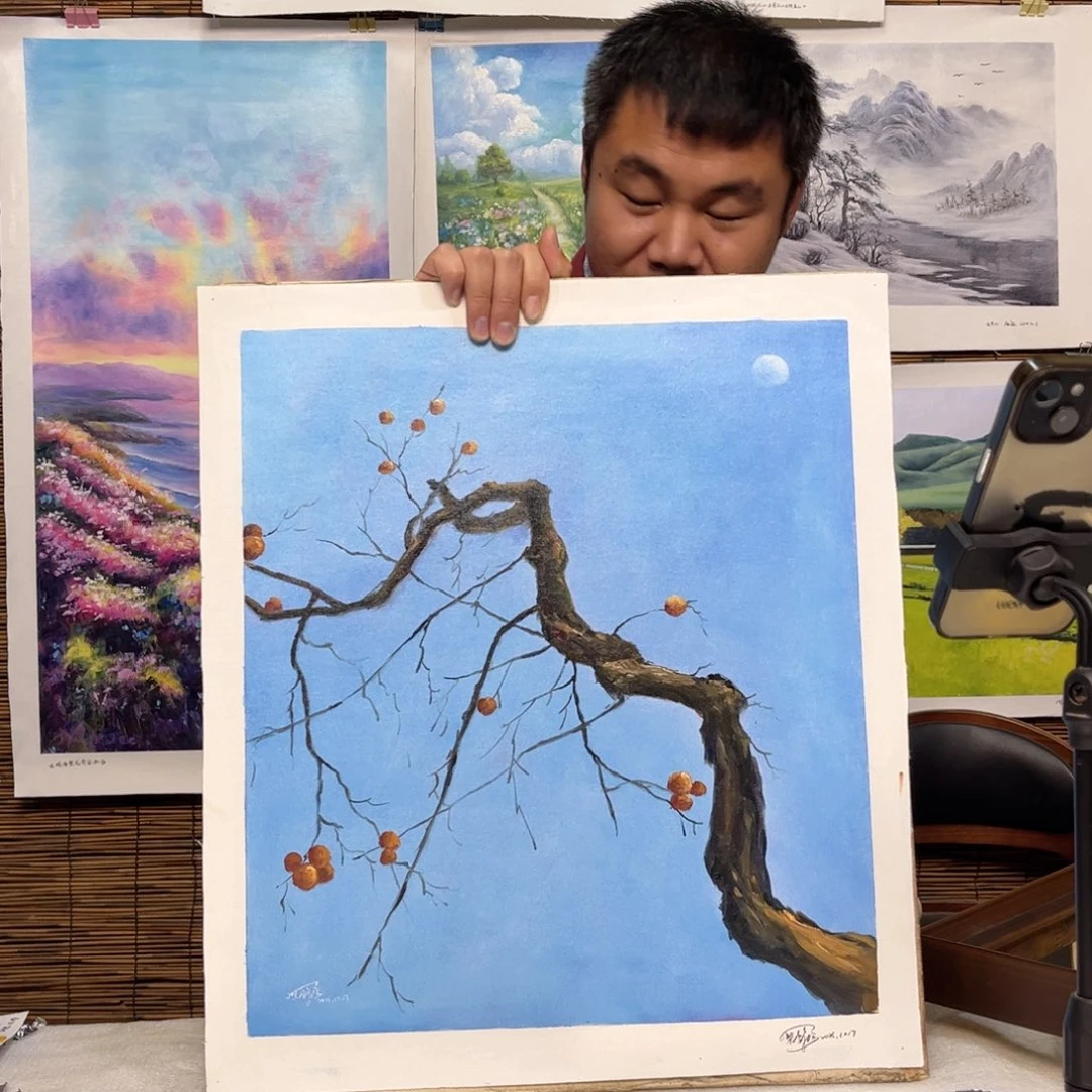 油画行路人小院绘画作品竞拍