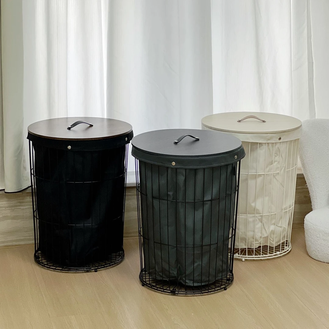 脏衣篓收纳篮 脏衣篮铁质可置物 颜色不挑