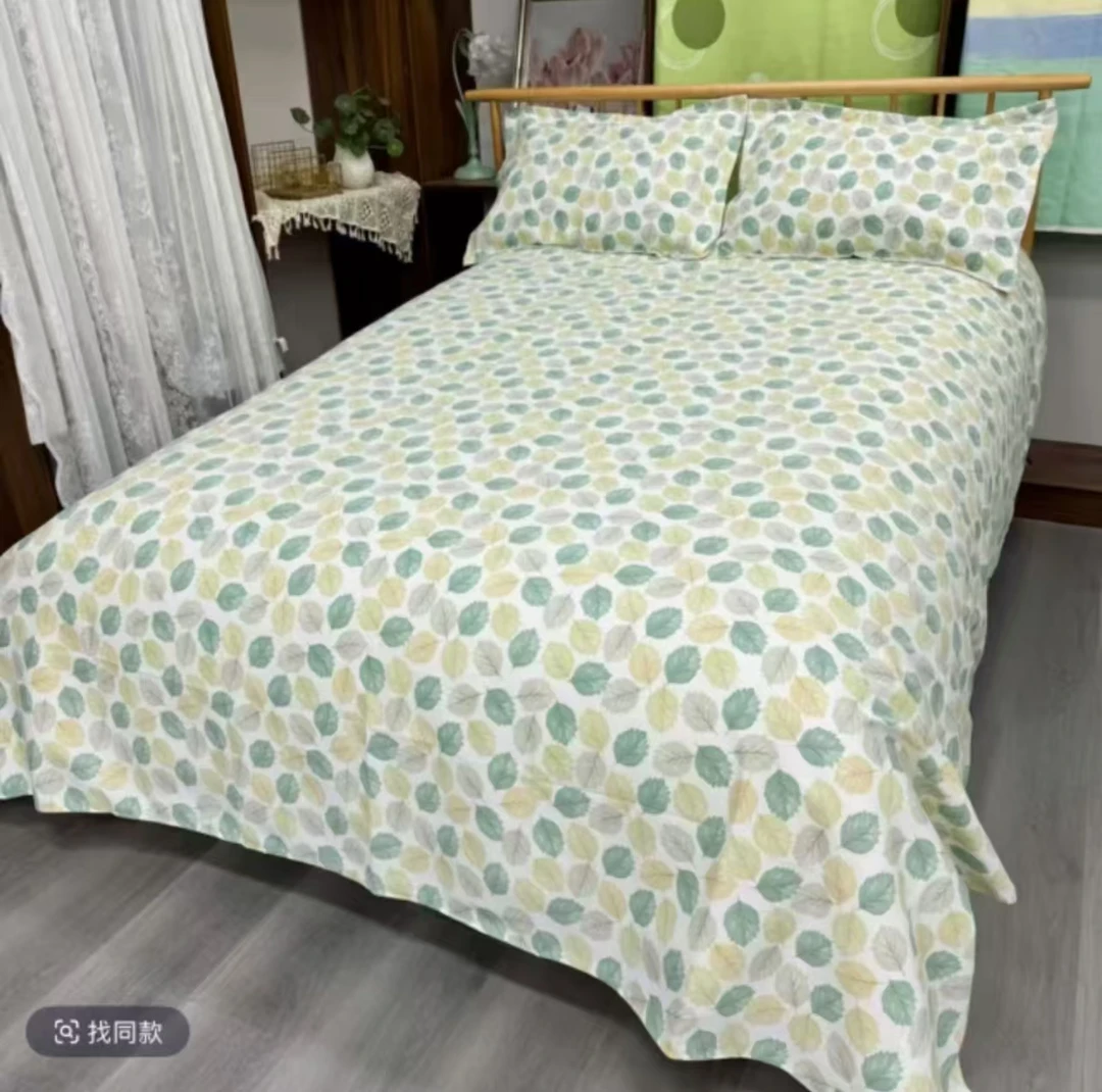 【绿叶】2.3米x2.4米粗布床单加密加厚柔软亲肤透气