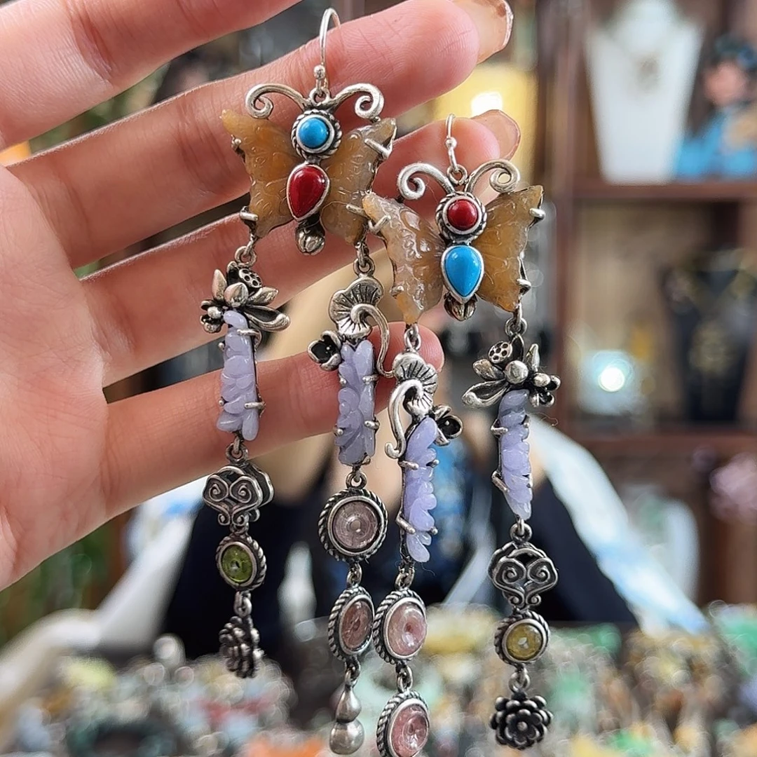 翡翠银S925镶嵌耳饰