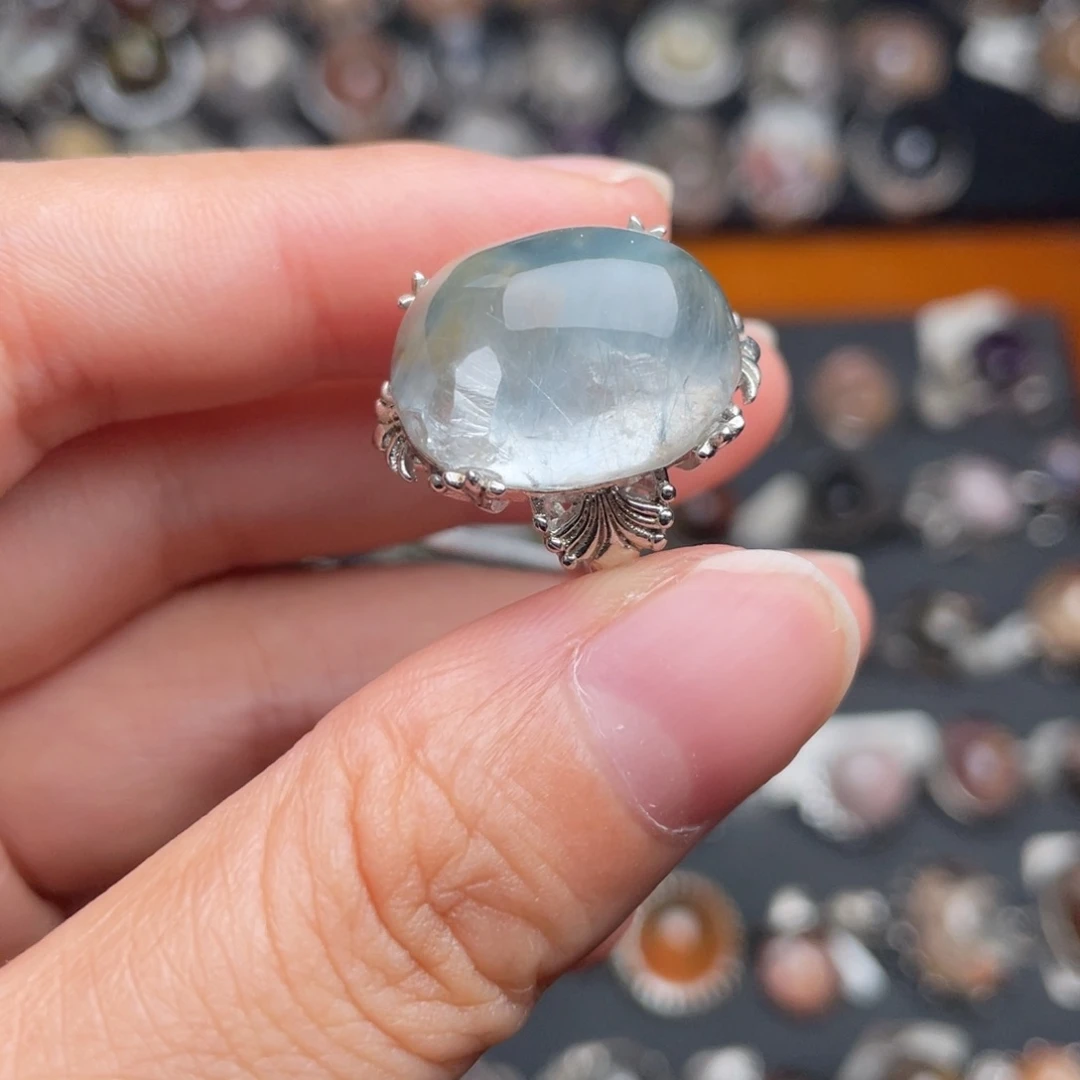 水晶戒指银S925镶嵌