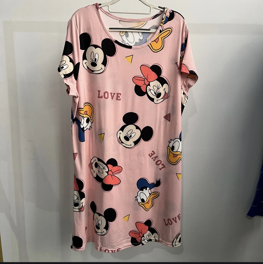 F区 女士卡通米老鼠印花甜美风家居睡裙