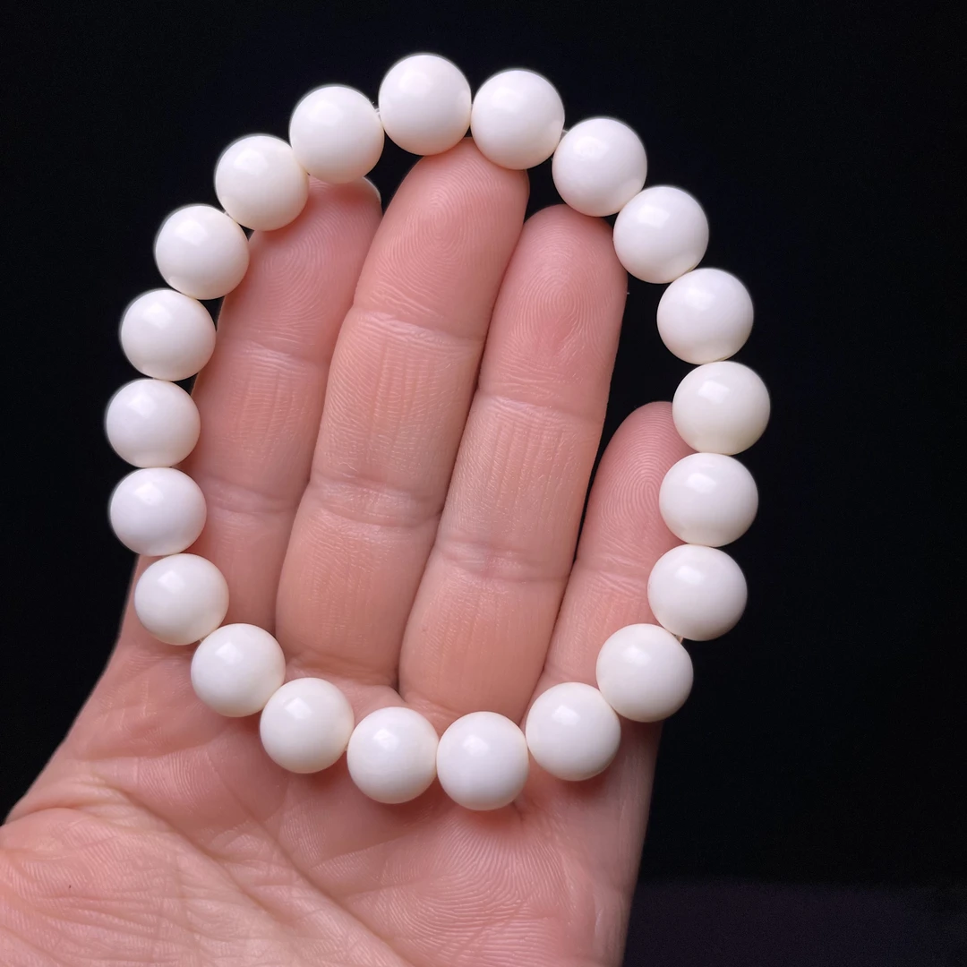 规格1.0正圆 精美人工养殖鹿角圆珠手链 男女同款