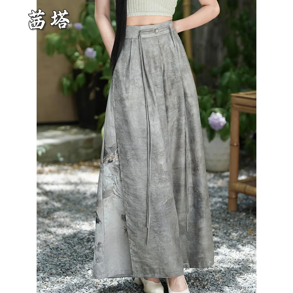 古风裤裙女夏季汉元素日常改良宋裤垂感阔腿裤新中式国风汉服裤子