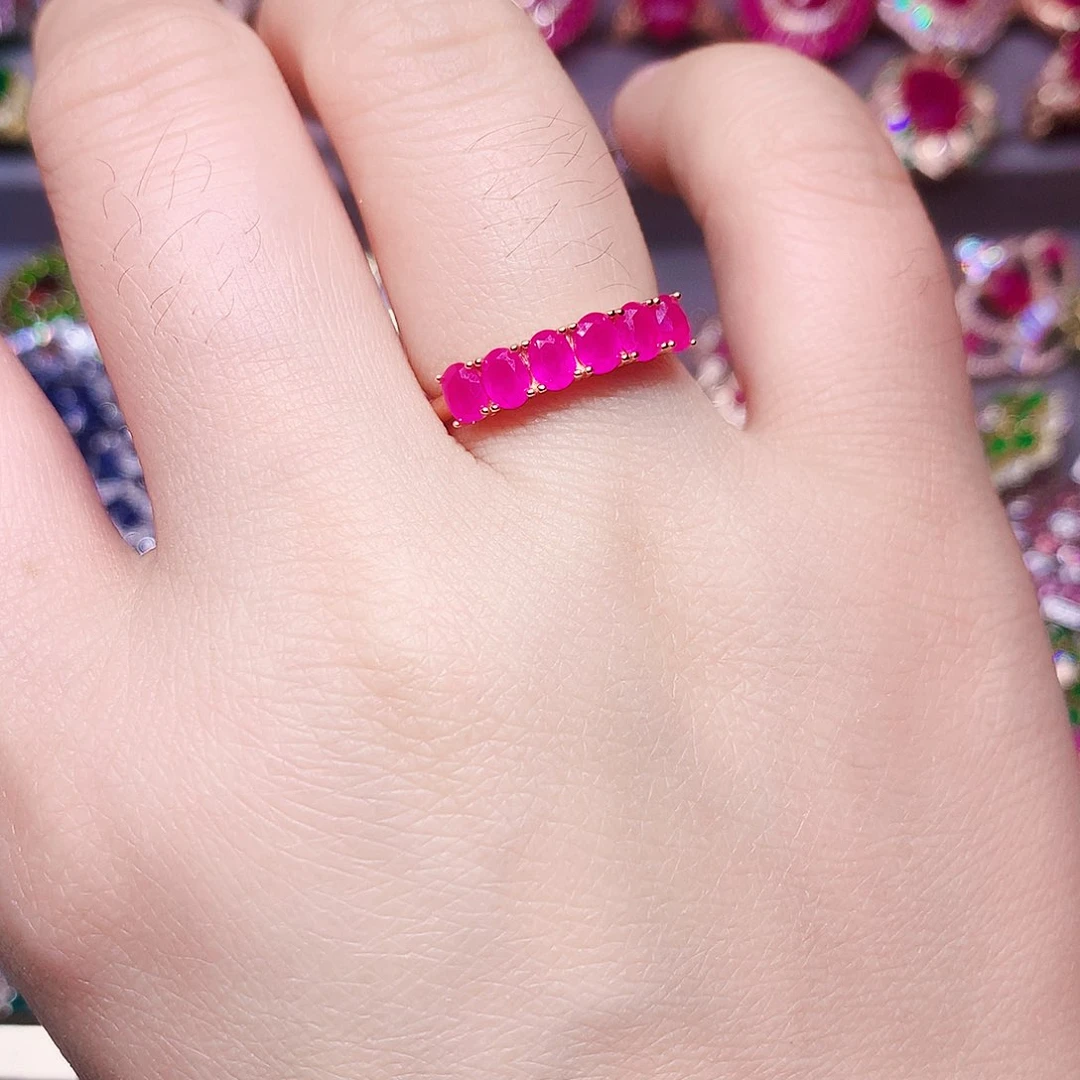 银S925镶嵌戒指红宝石