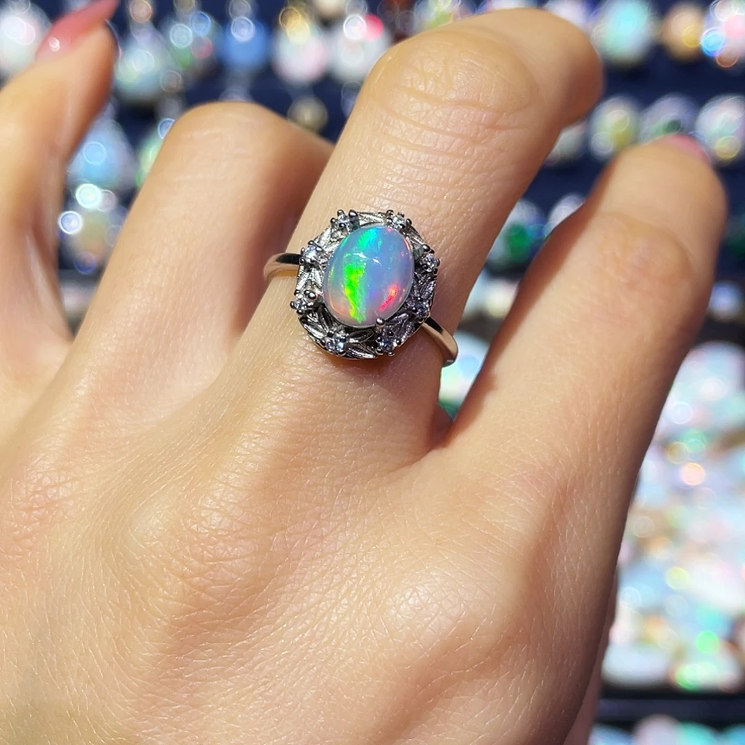 夜***离欧泊银S925镶嵌戒指