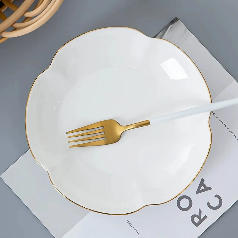 景德镇高温骨瓷家用汤盘【8英寸梅花汤盘】网红款创意盘