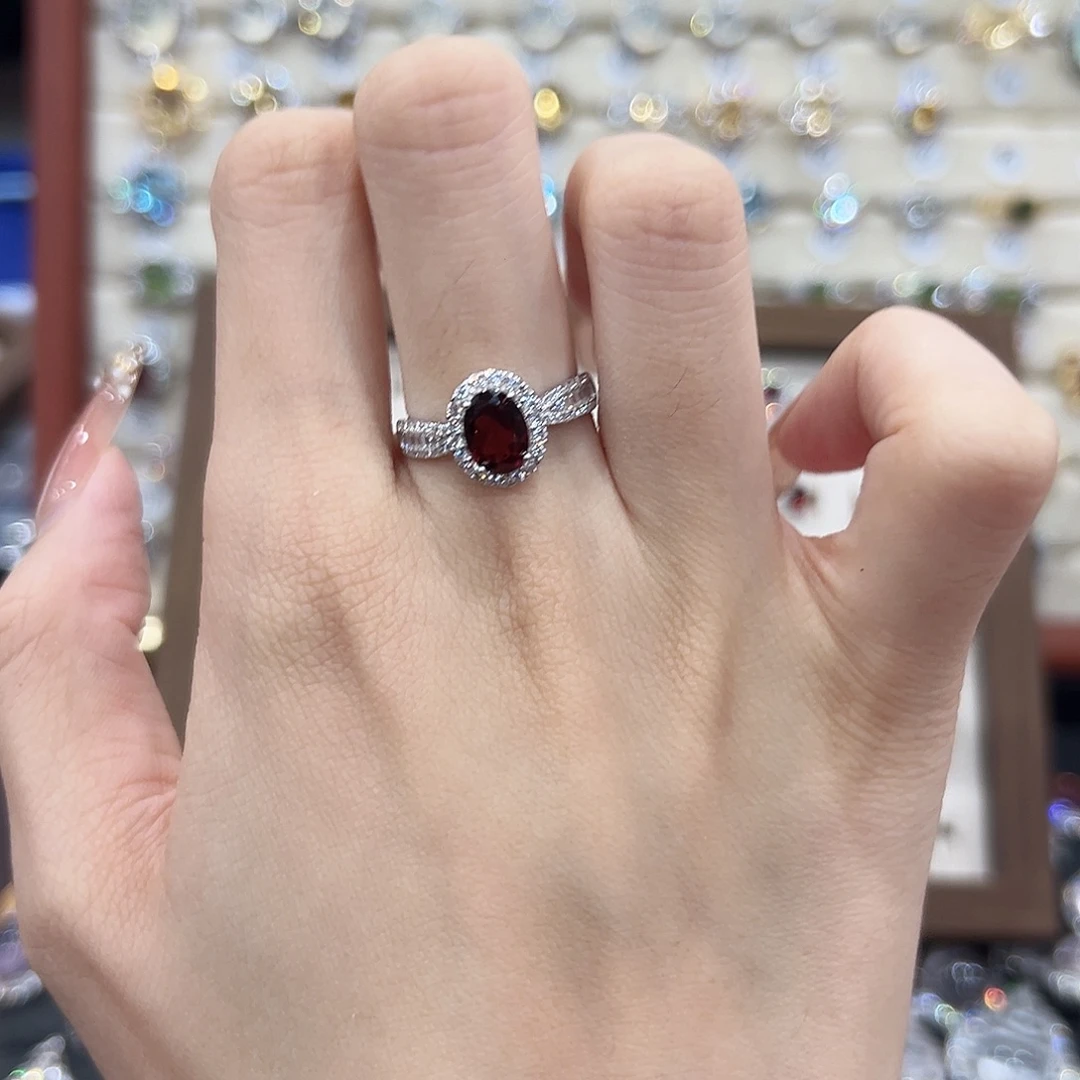 P***a银S925镶嵌戒指石榴石