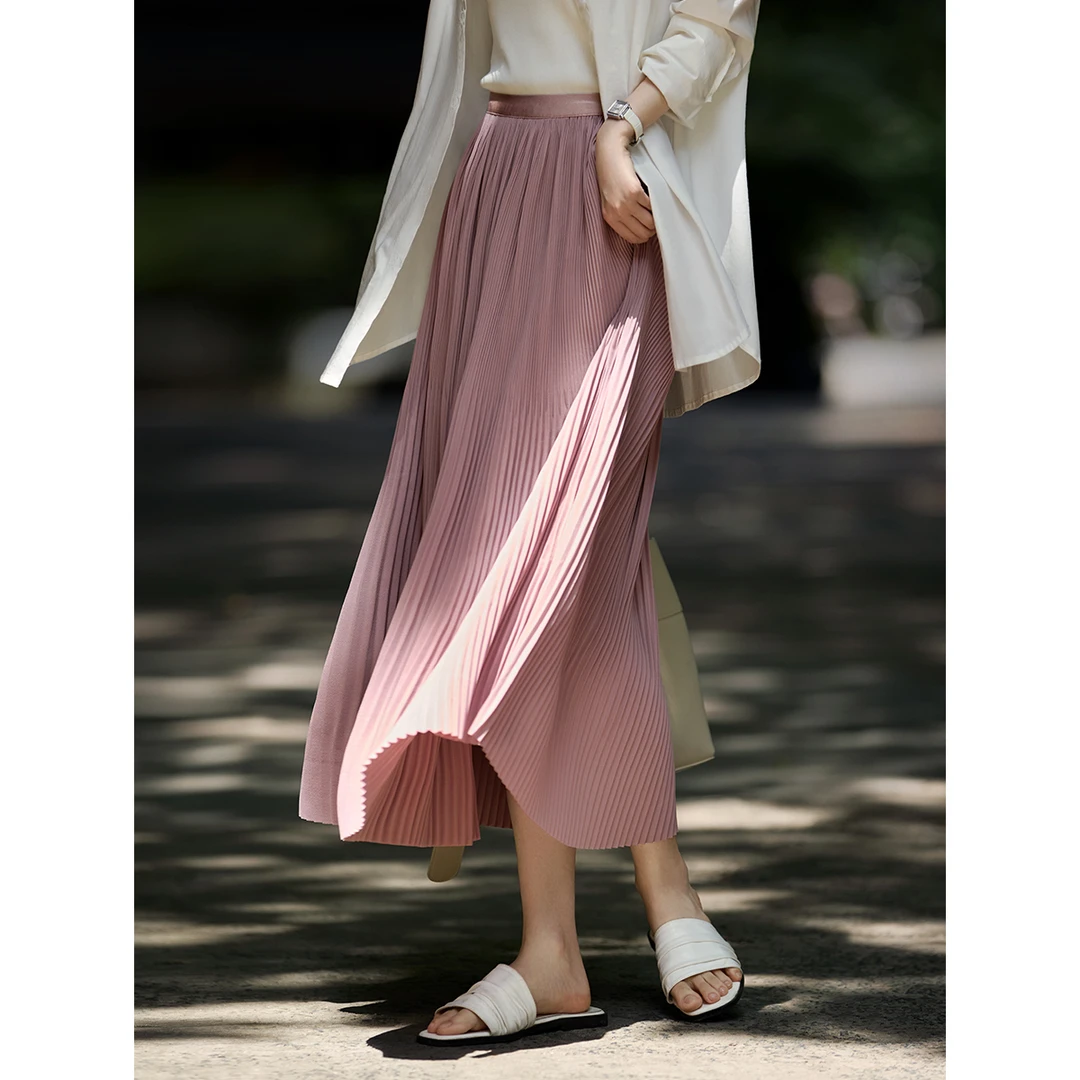 XWI/欣未2025夏季显瘦百搭垂感清凉透气A字裙中长裙半身裙4B019