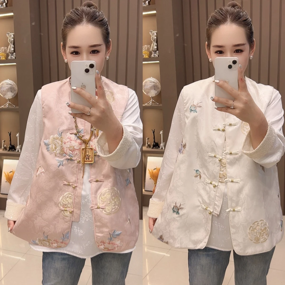 时尚古风新中式气质网红复古春季重工刺绣中国风马夹8729