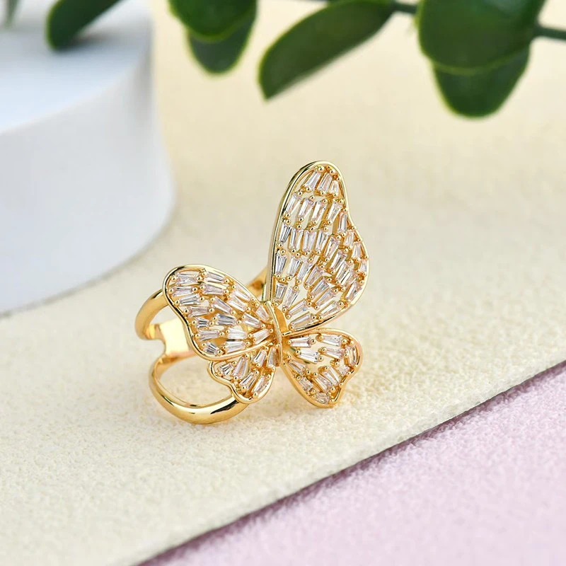 合金胸针 【蝴蝶丝巾扣】优雅胸花轻奢时尚百搭精致满钻金色4166