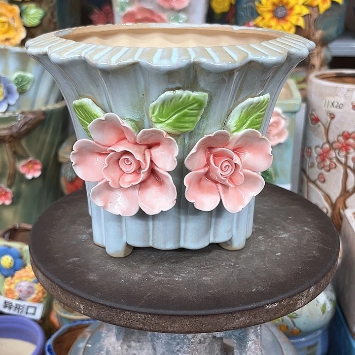 紫砂花盆粗陶材质多肉花盆