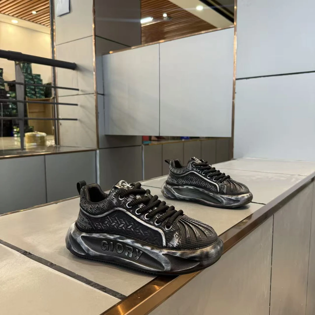 时尚休闲鞋男鞋耐磨春秋素面系带做旧男士鞋子潮流