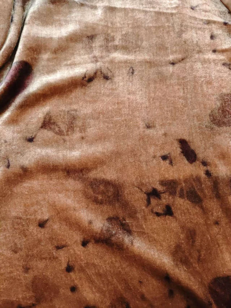 柿染 咖色爱心树叶真丝丝绒面料高级定制面料不支持7天无理由退换