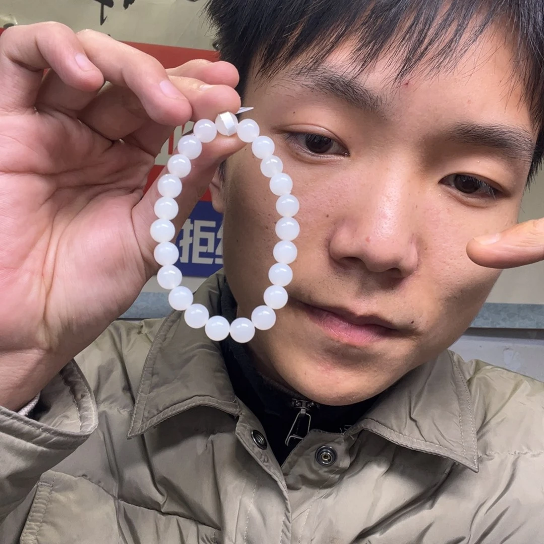 和田玉手链未镶嵌多样性野牛沟羊脂玉卡8货头