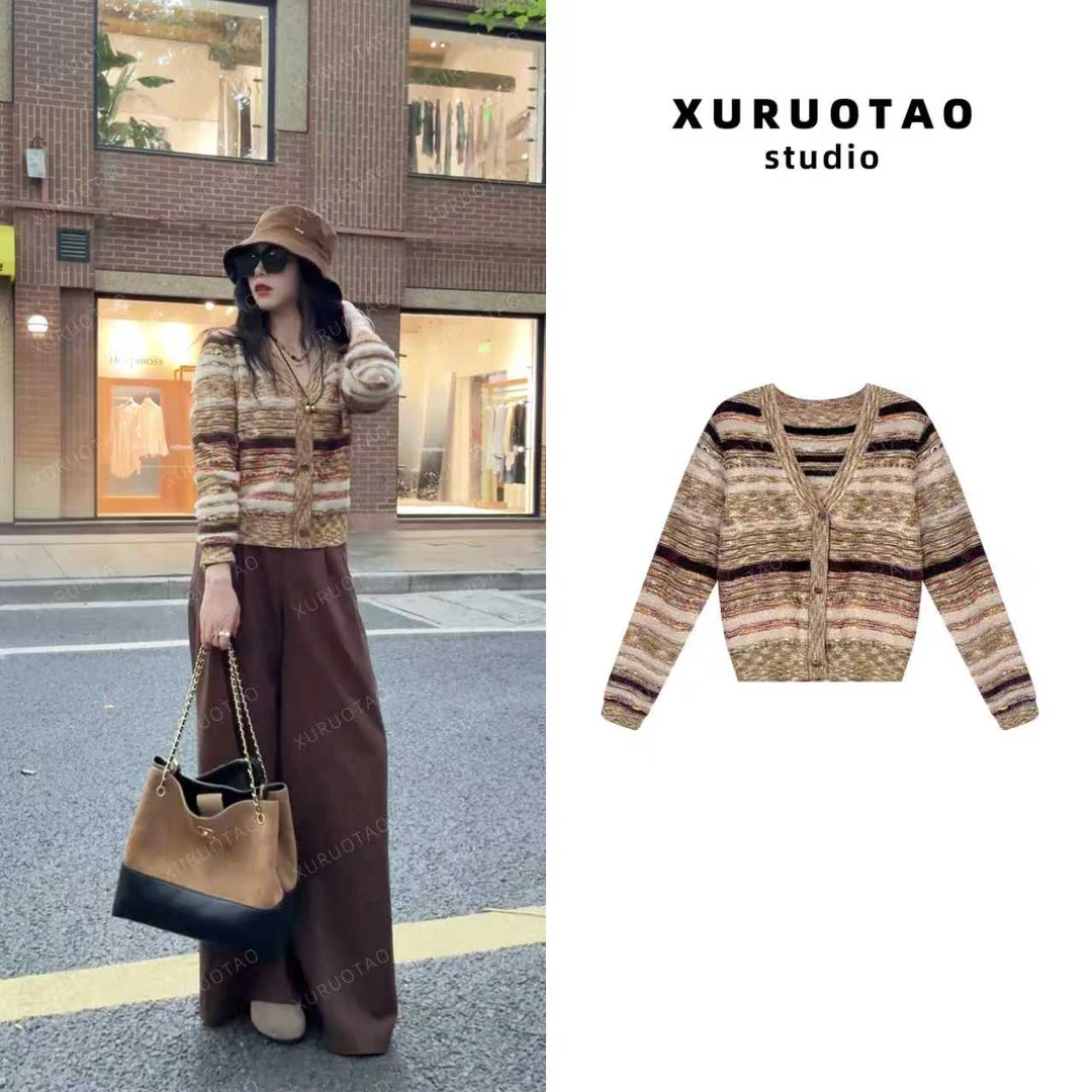 XURUOTAO 【琥珀毛衣】羊毛毛绒设计感显瘦百搭黄色上衣 T5551