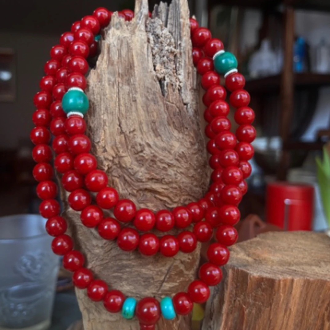 合成金属琉璃手链 红色手串西藏怀业琉璃念珠薛佳凝（亚青款）0.8m