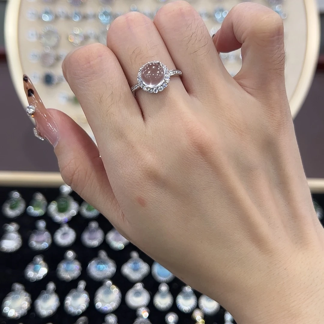 戒指银S925镶嵌芙蓉石