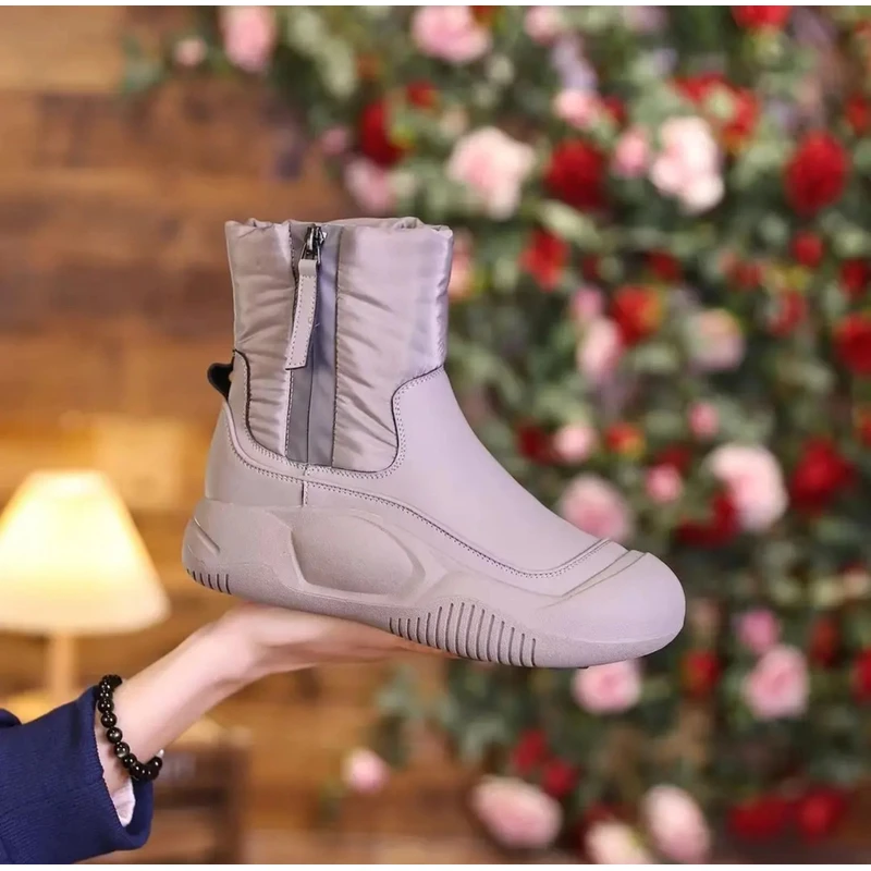 XF  雪地靴2024冬季新款加绒防滑马丁靴高帮棉鞋软底短靴子