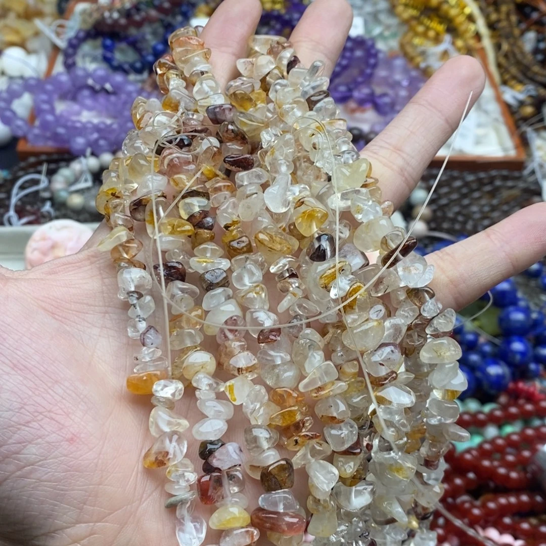 玛瑙/玉髓未镶嵌珠宝半成品一条天然胶花水晶碎石毛衣链