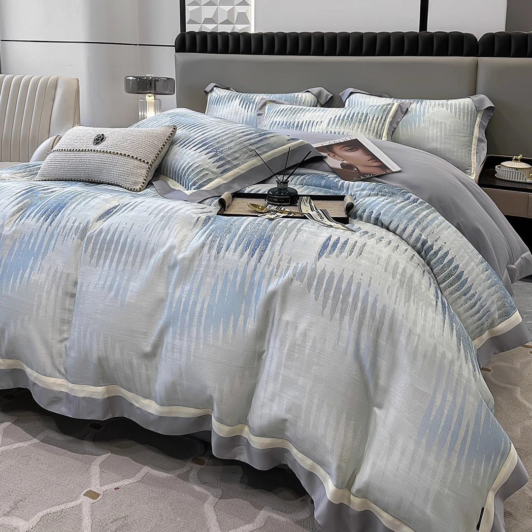 qeeboo高端轻奢天丝棉四件套高级感渐变床单床盖四季裸睡床上用品