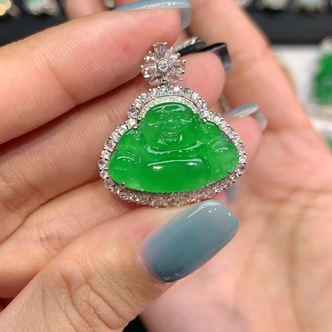 翡翠18K金镶嵌吊坠(不含链)