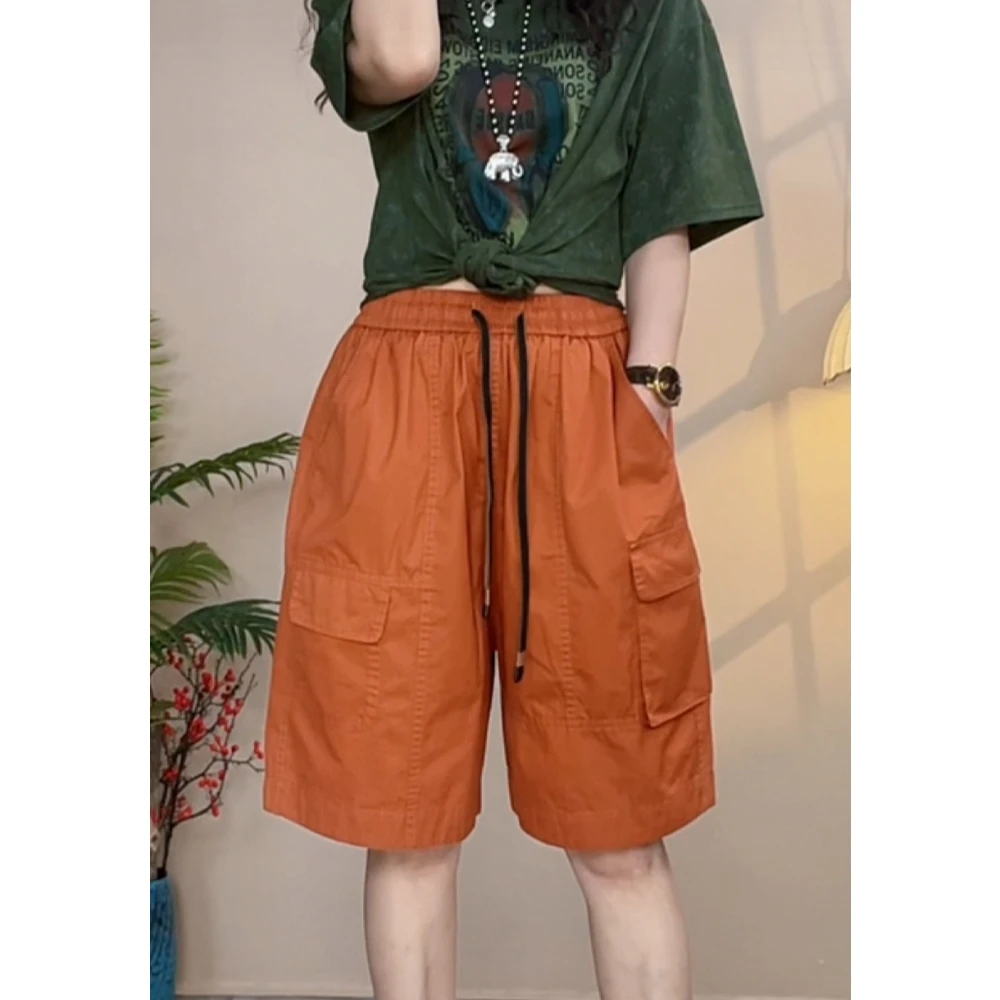 夏季新款时尚百搭休闲裤宽松纯色潮流女士五分裤短裤669