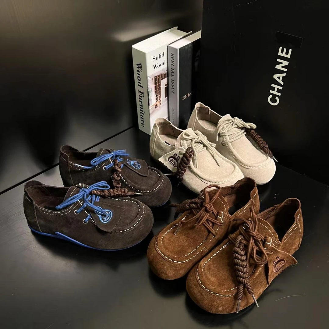 【焦糖奶茶】勃肯鞋包头袋鼠鞋女秋一脚蹬软底舒适豆豆鞋女2583-1