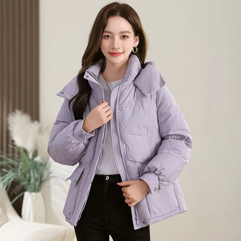 新款2024棉衣女冬季加厚连帽短款高级棉服韩版宽松百搭棉袄外套潮