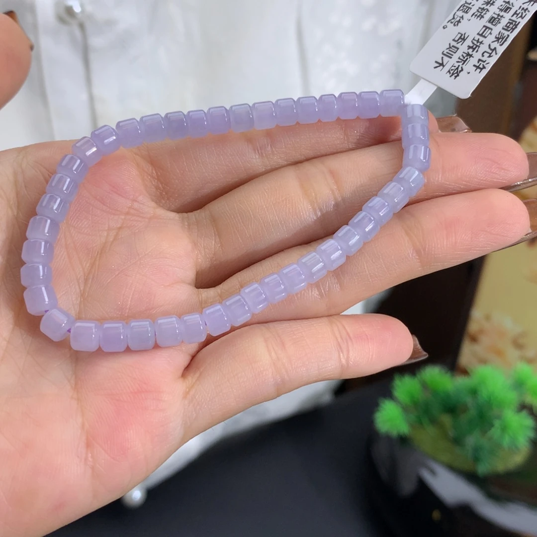未镶嵌手串翡翠卡4.9冰胶紫桶珠手串