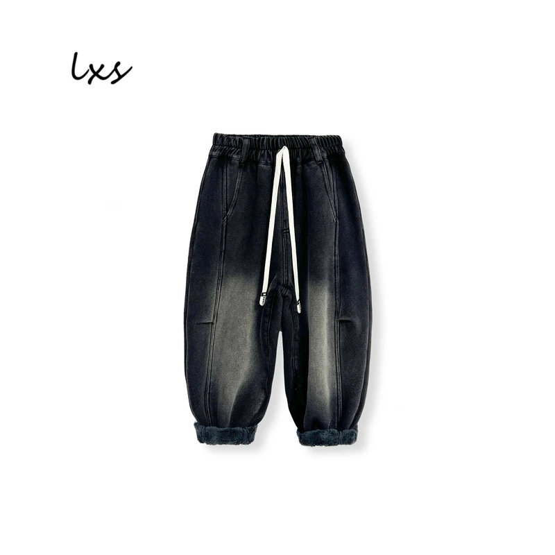 童装冬季加绒加厚牛仔裤2024儿童韩版宽松百搭洋气潮款牛仔A52235