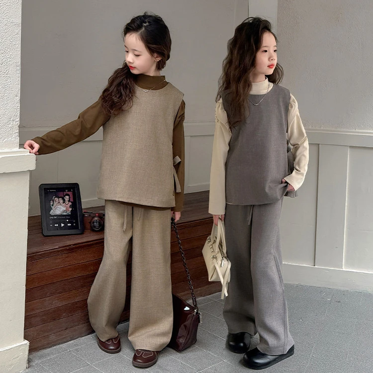 女童韩版气质儿童春秋甜美洋气三件套2025新款中大童5-12岁15岁潮