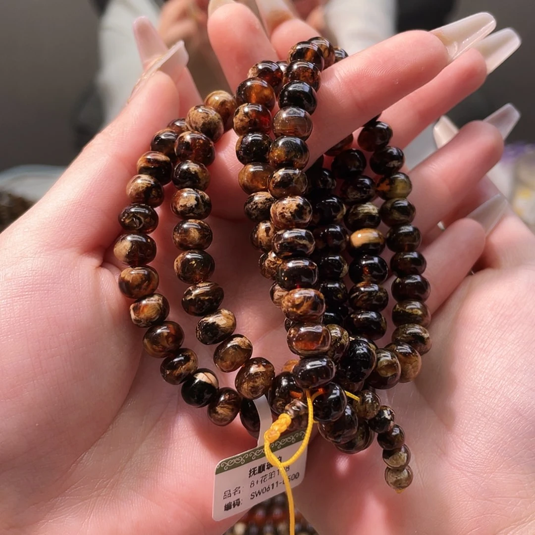 琥珀未镶嵌裸石抚顺琥珀8花珀