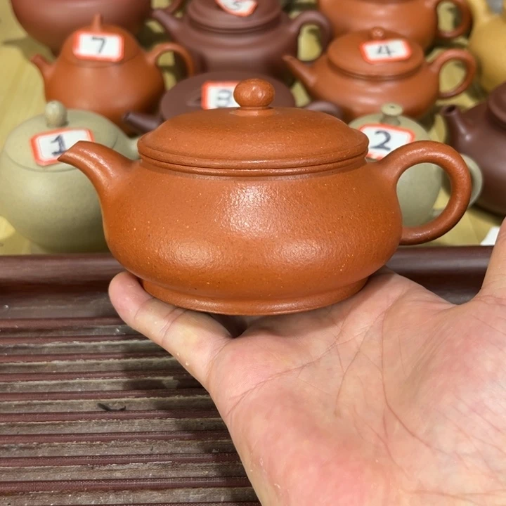 茶壶紫砂全手纯红降坡泥明炉200毫升左右
