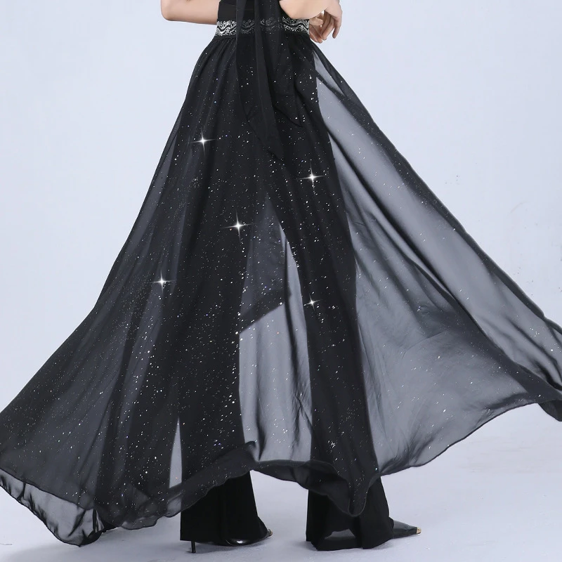 形体礼仪服训练服舞蹈服走秀亮片腰封腰巾腰带腰纱女星辰步态飘纱