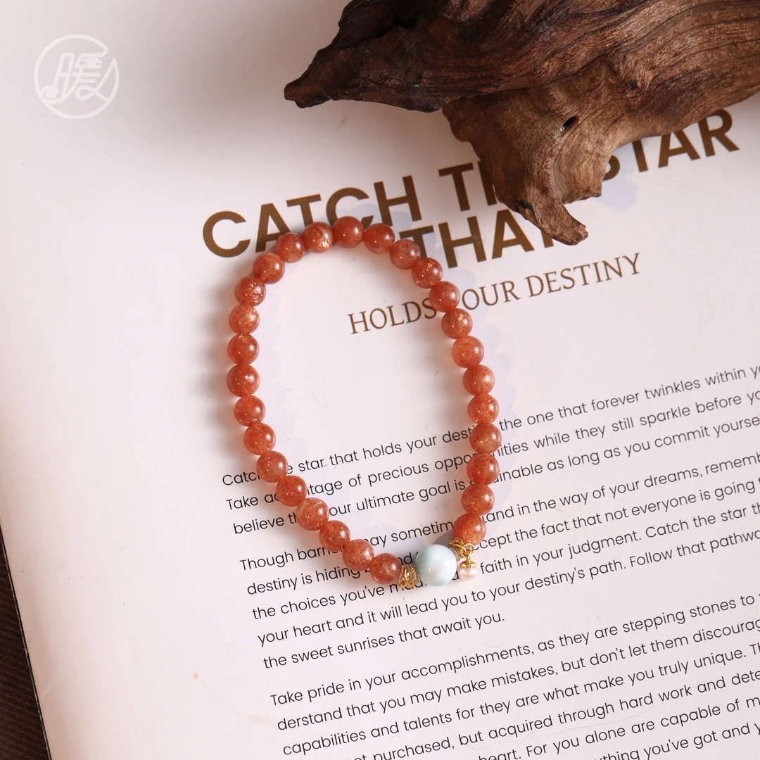 单圈长石手串6mm搭配海纹石路路通心形配件D3229多样性发一