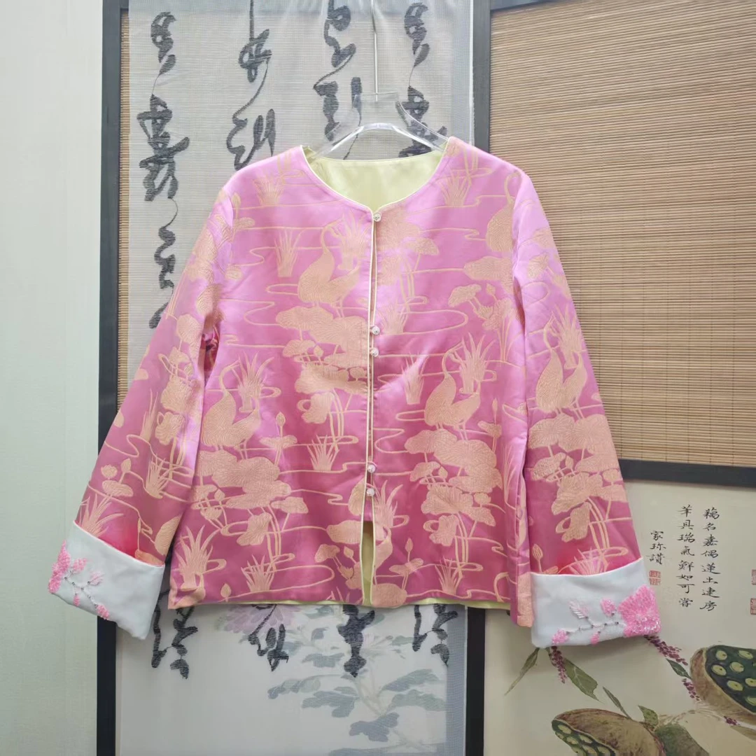 [桃之夭夭]外套时尚女士复古复古中式双面中国风双层立领