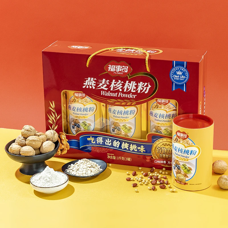 福事多燕麦核桃粉礼盒1kg/盒装冲泡饮品代餐食品走亲戚送礼礼品