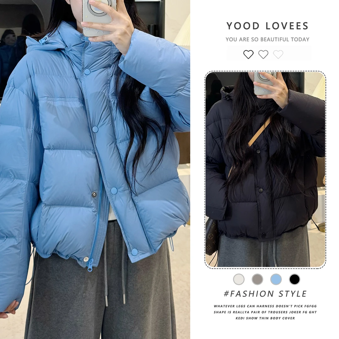 韩版时尚设计感连帽短款棉服女2025秋冬新款宽松显瘦百搭棉衣外套