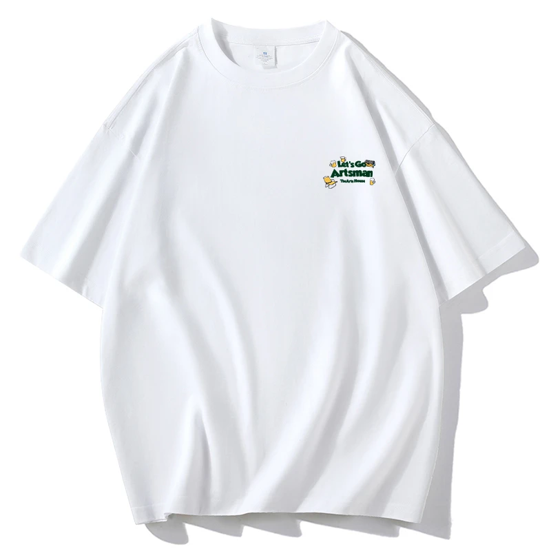 2025新款重磅纯棉印花短袖T恤男夏季日系宽松纯棉男生半袖体恤