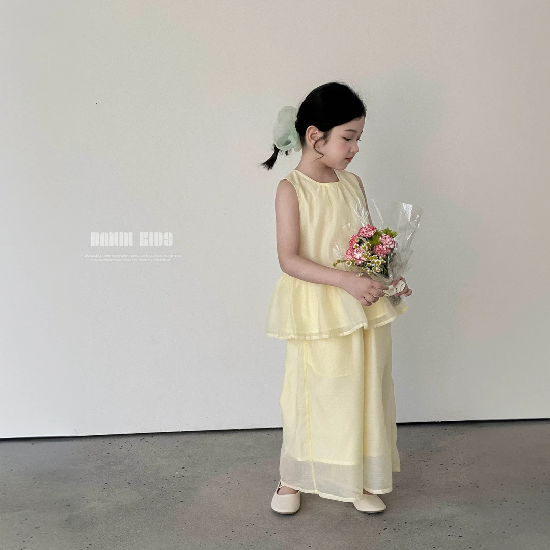 【嗒囜】手感柔软细腻~悬垂抗皱性↑ 女童夏装新款上衣+阔腿裤套装