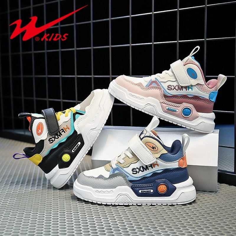 双星儿童鞋春季儿童运动鞋男童鞋皮面防水百搭防滑女童鞋15228