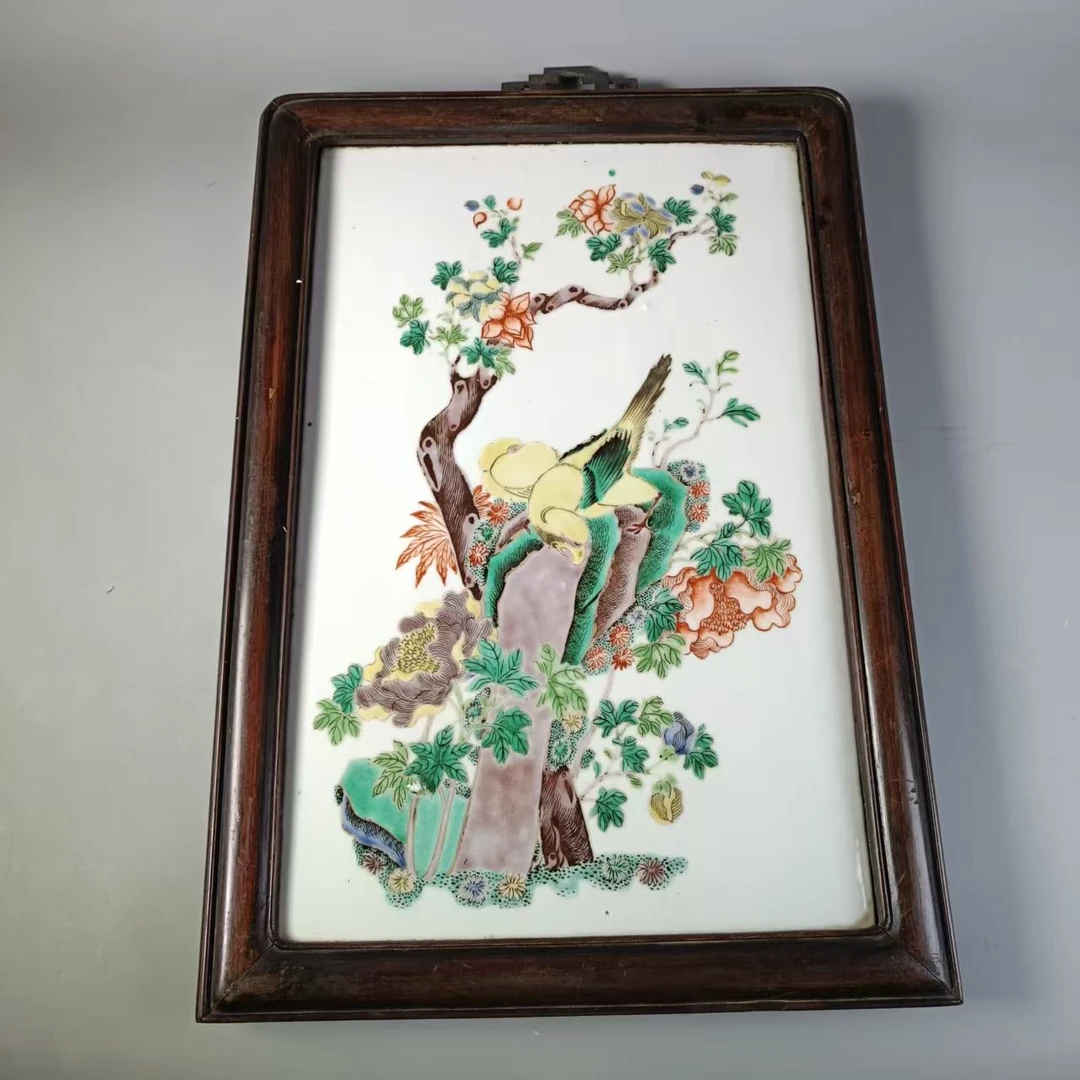 SCS18402晚清粉彩花鸟图纹瓷板