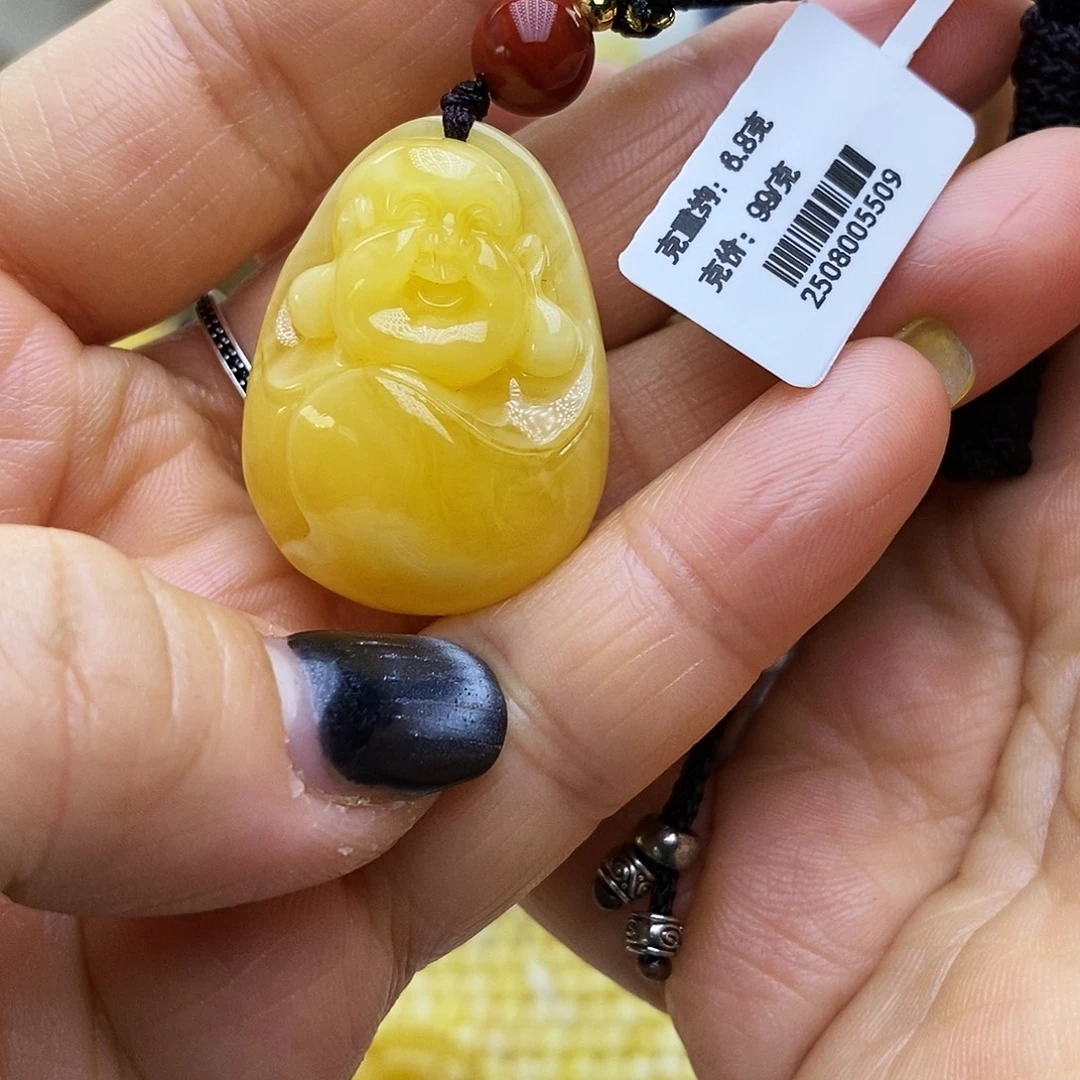 琥珀未镶嵌颈饰焦皮奶橘佛公