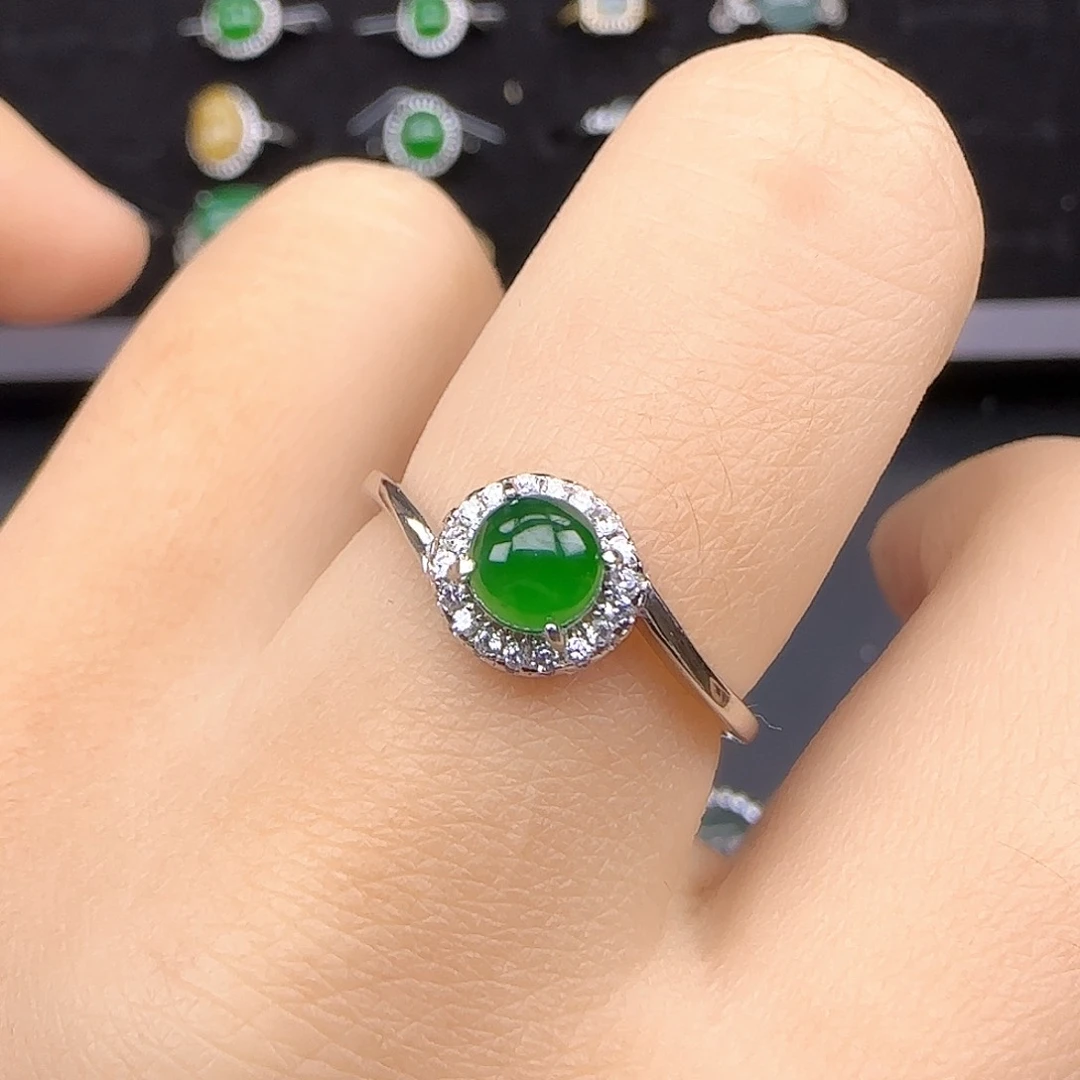 银S925镶嵌戒指翡翠